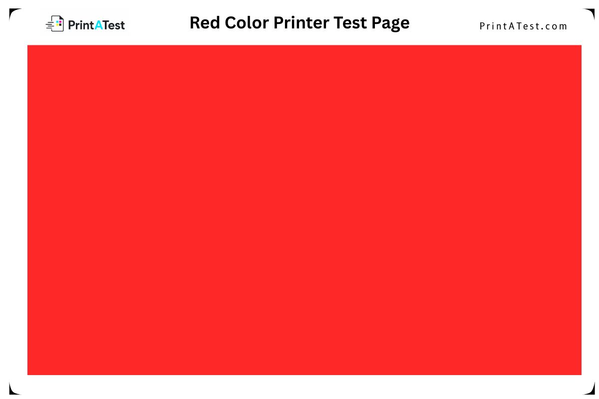 Solid red color printer test page preview to verify accurate magenta and yellow ink mixing and printhead health.