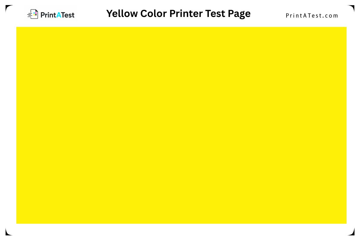 Solid yellow color printer test page preview used to identify clogged yellow nozzles and color mixing errors.